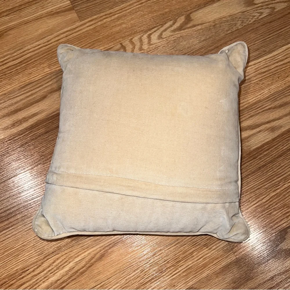Velvet backed Needlepoint Pillow A House is Built of Brick and Stone‎